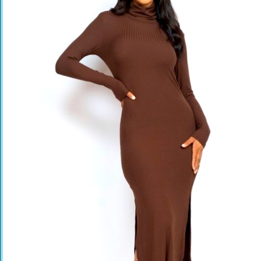Mock neck maxi dress. With splits on side